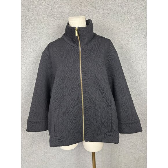 JM Collection Women's Textured Long Sleeve Jacket With Gold Zipper Large NWOT's. - Picture 1 of 8